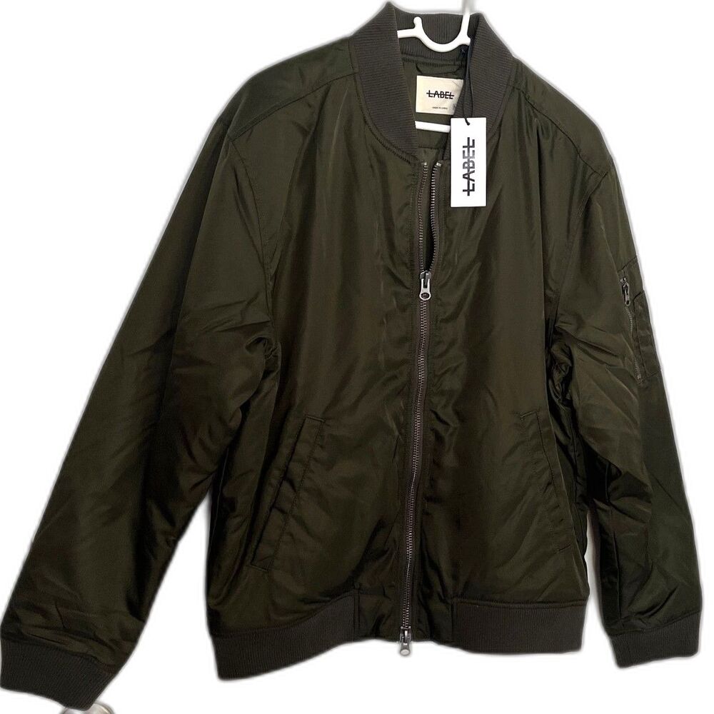 LABEL Men's Go-To Bomber Jacket Olive SZ M NEW